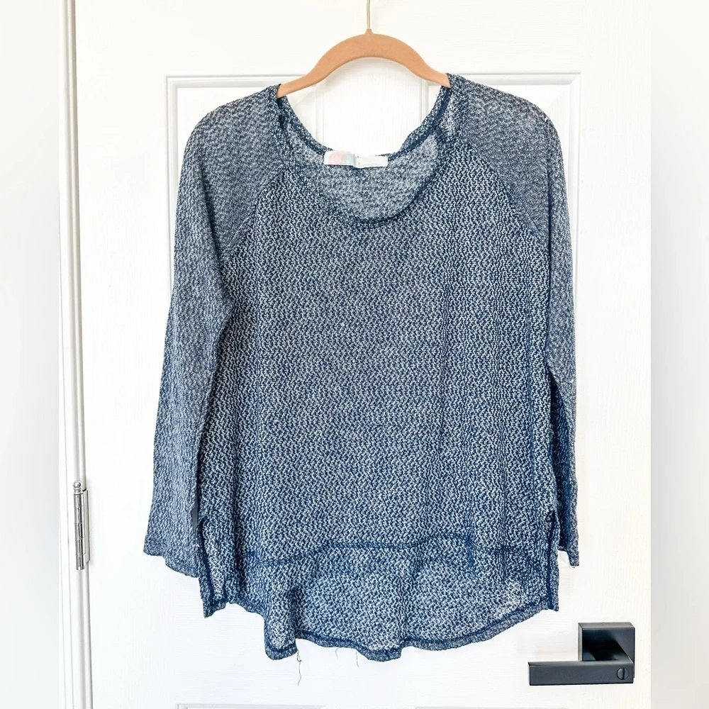 FREE PEOPLE Beach Women's Blue Long Sleeve Knit Sweater Top - Small
